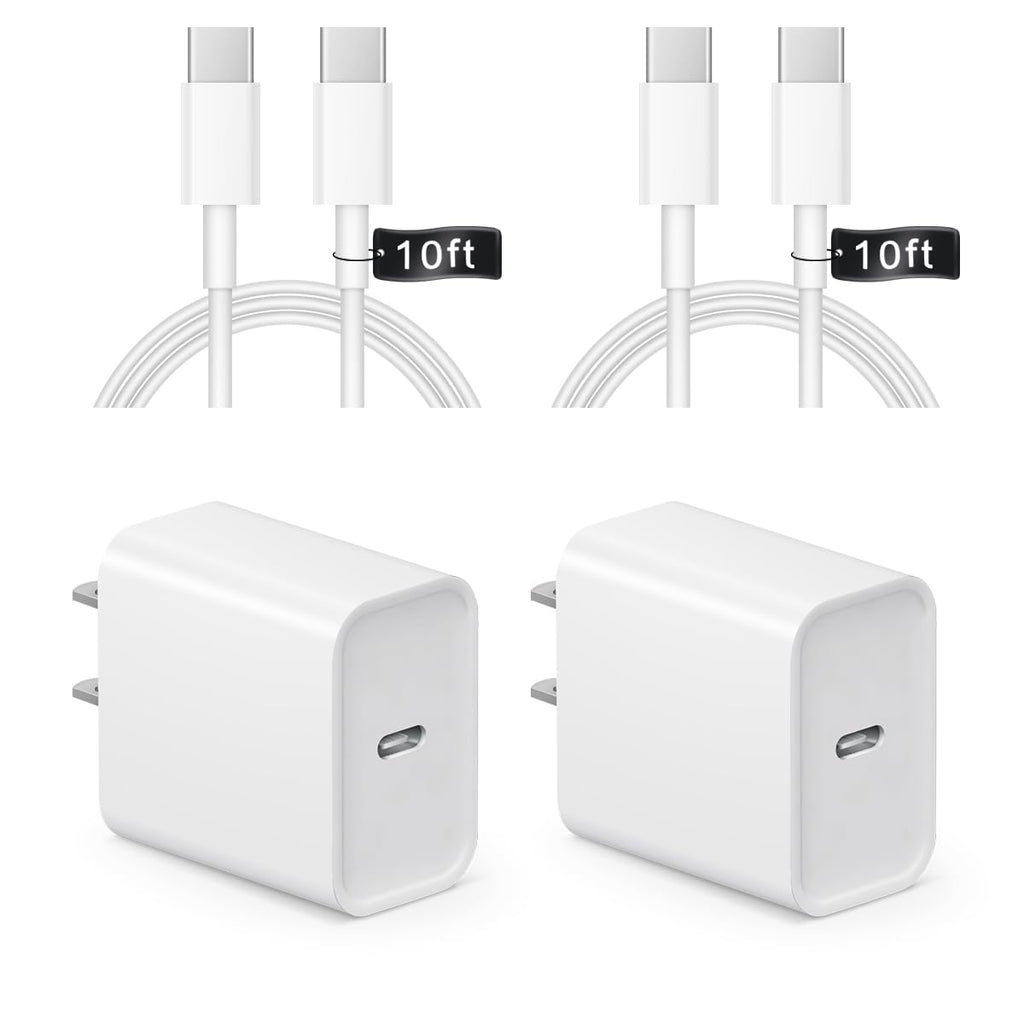 iPhone 17 16 15 Charger Fast Charging 10FT - 20W USB C Charger Block with Type C Cable Compatible with iPhone 17/17 Pro/17 Pro Max/Air/16/16e/15, iPad Pro, Air M3/M2/5/4, 11th/10th（White）