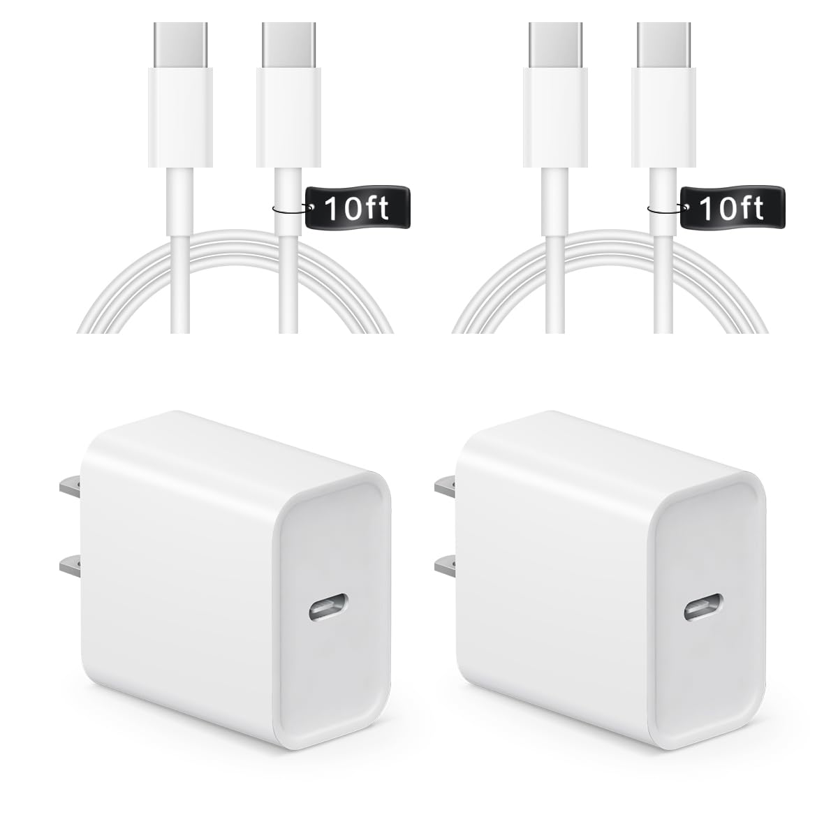 iPhone 17 16 15 Charger Fast Charging 10FT - 20W USB C Charger Block with Type C Cable Compatible with iPhone 17/17 Pro/17 Pro Max/Air/16/16e/15, iPad Pro, Air M3/M2/5/4, 11th/10th（White）