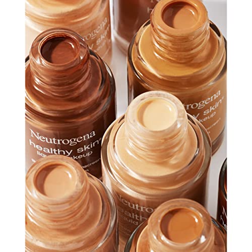 Neutrogena Healthy Skin Liquid Foundation Makeup with Broad Spectrum SPF 20 Sunscreen, Lightweight, Medium Coverage Makeup with Sunscreen and Pro-Vitamin B5, Natural Ivory 20, 1 fl. oz