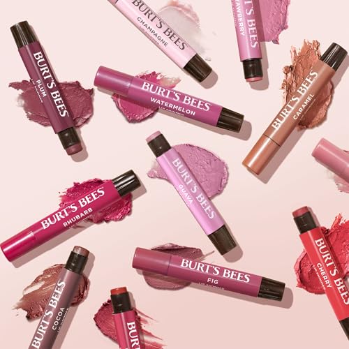 Burt's Bees Shimmer Lip Tint Set for Valentine's Day Gifts, Tinted Lip Balm Stick, Moisturizing for All Day Hydration with Natural Origin Glowy Pigmented Finish & Buildable Color, Caramel (4-Pack)