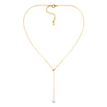 Single Natural-Pearl Y-Shape Adjustable Choker Necklace - Rose Gold / 18K Gold / White Gold Plated Ladies 1MM Tiny Chain Dainty Drop Dangle Pearl Necklace, Wedding Valentine Mother day Pearl Jewelry Gifts for Women. (18K Gold)