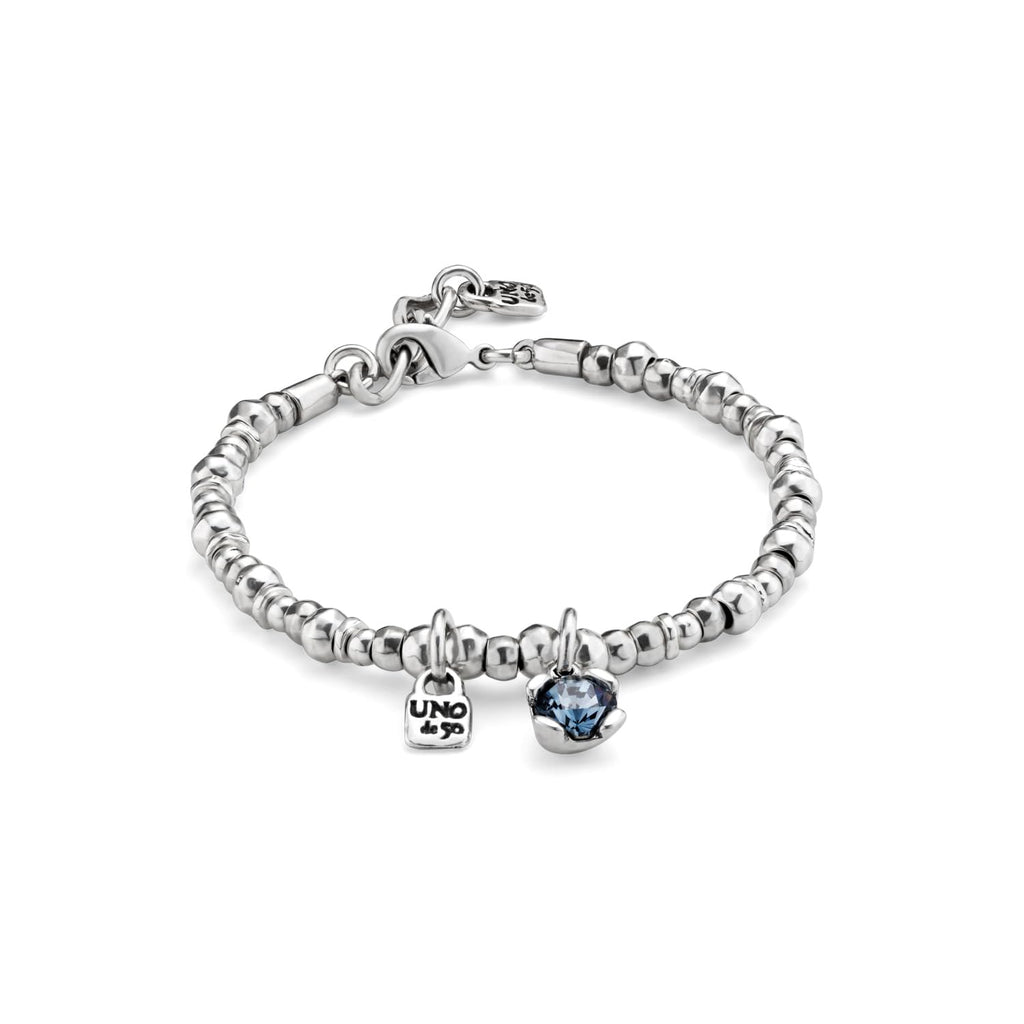 Uno de 50 ATTRACTIVE Bracelet, Sterling Silver-Plated, Blue Faceted Crystal, Lobster Claw Clasp, Charismatic Collection