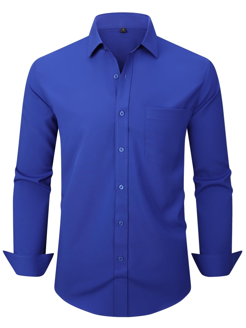 Lumilk Men's Dress Shirts Long Sleeve Button Down Shirt Business Formal Stretch Shirt Regular Fit with Pockets Royal Blue XX-Large