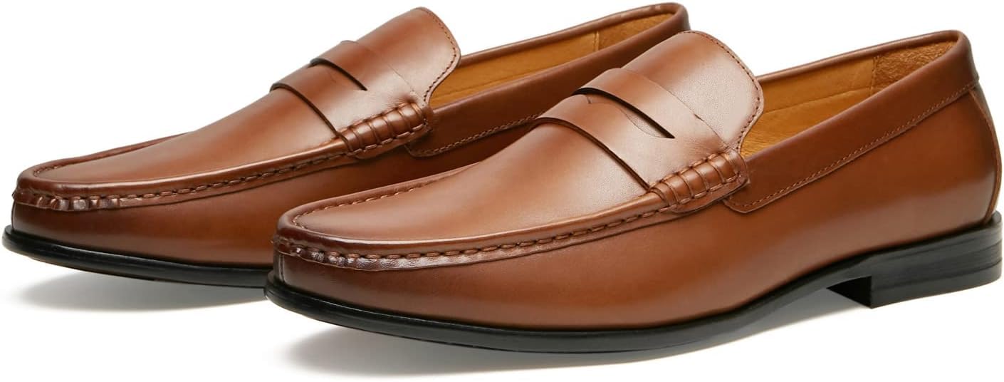 Journey West Mens Dress Shoes Slip on Penny Loafers for Men Tan 8.5