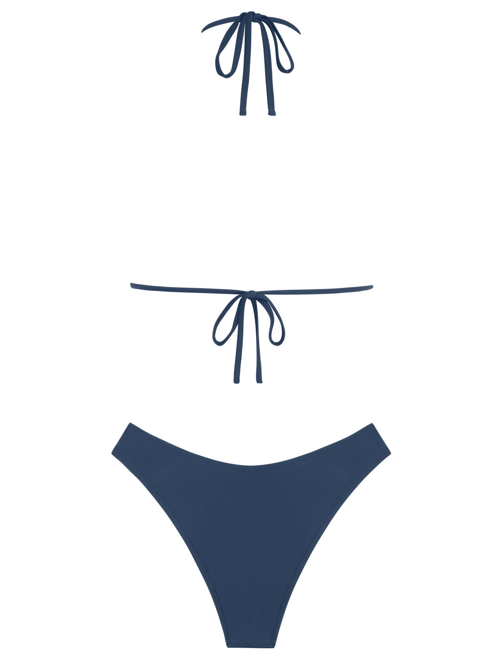 ZAFUL Women's Two Piece Bikini Sets Triangle Halter Swimsuit Deep V Cowl Neck Ruching Bathing Suits Grey Blue M