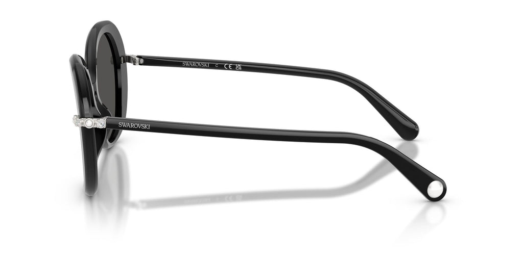 Swarovski Women's SK6059F Low Bridge Fit Butterfly Sunglasses, Black/Dark Grey, 55 mm