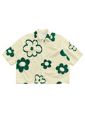 GORGLITTER Men's Cropped Shirt Crop Tops Button Up Boxy Tee Graphic Y2k Short Sleeve T Shirt Yellow Small
