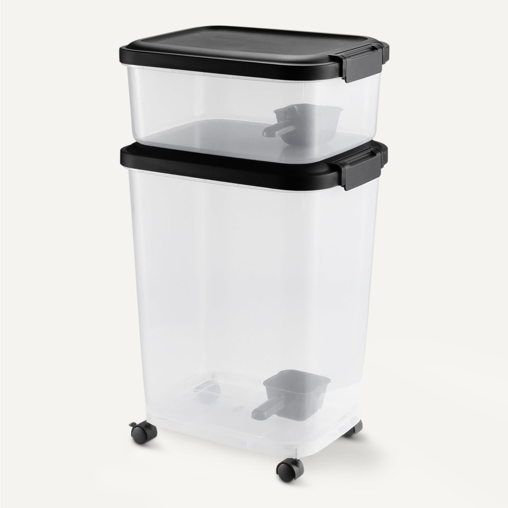 Amazon Basics Pet Food Storage Container Set, 30lbs and 10lbs with Scoop, for Dogs and Cats