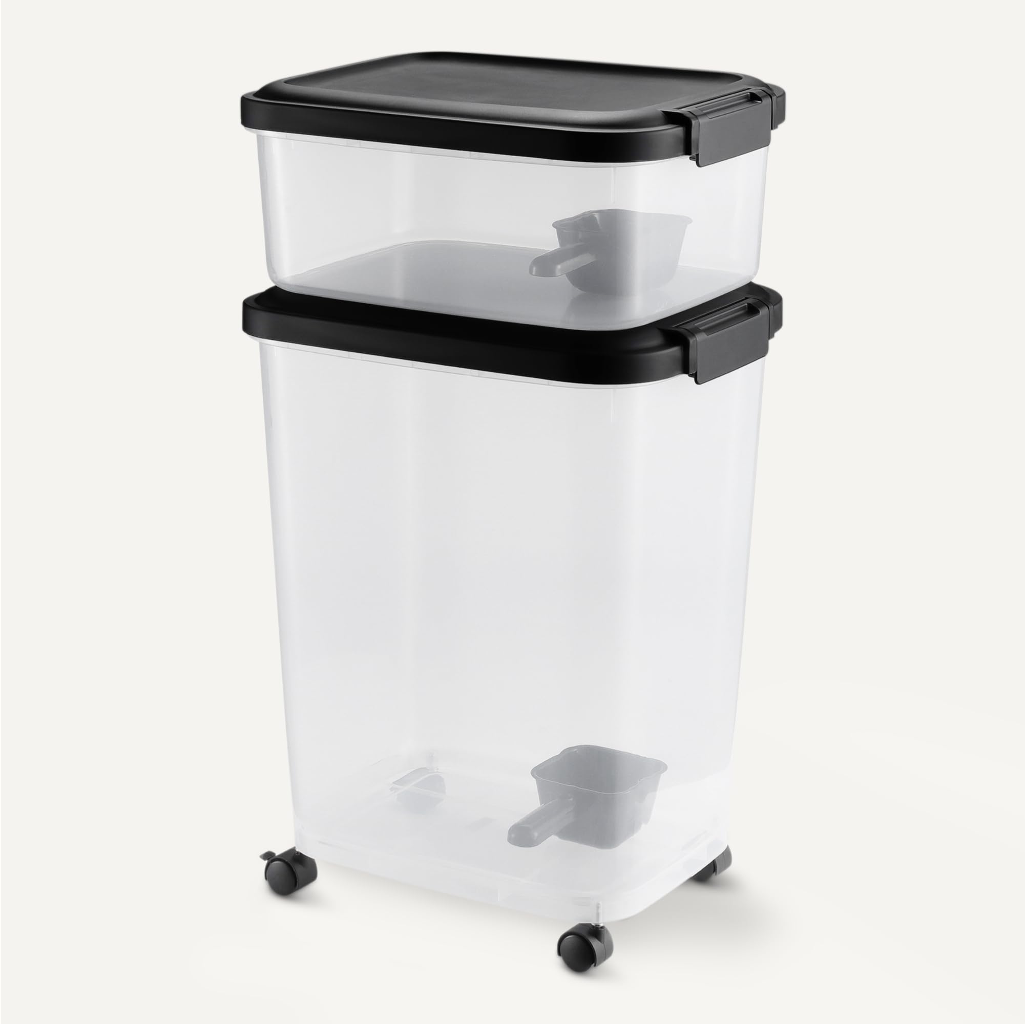 Amazon Basics Pet Food Storage Container Set, 30lbs and 10lbs with Scoop, for Dogs and Cats