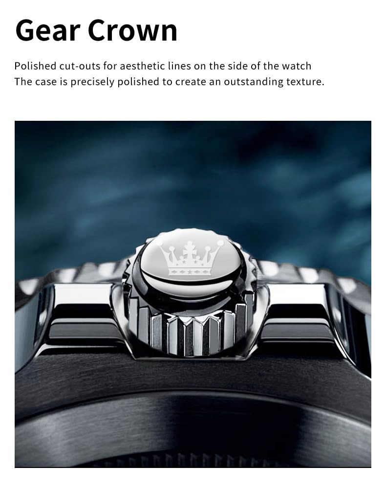 OLEVS Mens Watch, Classic Large Dial Clear Easy to Read Dress Stainless Steel Reloi para Hombre, Waterproof Watches for Men Fashion All Black Men's Watches, Mens Luxury Watch, Analog Wristwatches