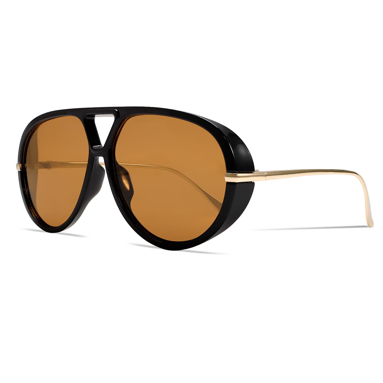 GUVIVI Retro Gold Aviator Sunglasses for Women Men, 2026 Metal Oversized 70s Aviators Black Sun Glasses
