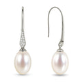 Pearl Drop Earrings for Women, Gold Plated & 925 Sterling Silver, Pink & White Dangle Earrings, Dainty Cute Elegant Bridal Wedding Gift for Her