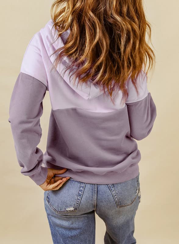 Dokotoo Women's Fashion Hoodies & Sweatshirts Long Sleeve Front Button Collar Hooded Pullovers with Pockets Winter Sweatshirts for Women Loose Fit Casual Ladies Fall Shirts Tops Purple S