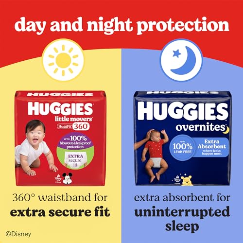 Huggies Size 7 Baby Diapers, Little Movers HuggFit 360° Baby Diapers with 360° Waistband, Size 7 (41+ lbs), 88 Count (2 Packs of 44), Packaging May Vary