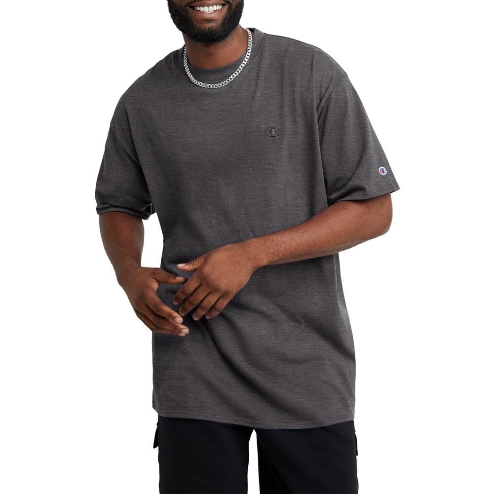 Champion Classic, Everyday Tee, Comfortable Soft Men's T-Shirt (Reg Tall), Granite Heather, 4X-Large Big