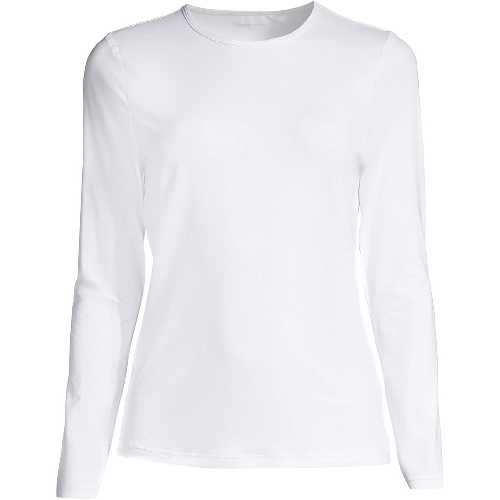 Lands' End Women's Sunshade UPF 50 Long Sleeve Rash Guard Swim Tee White Petite XXS