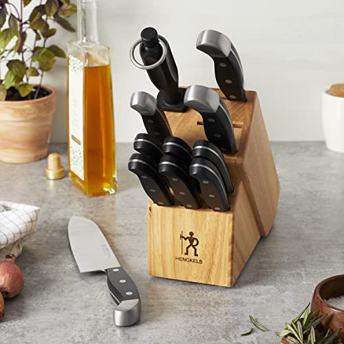 HENCKELS Statement Premium Quality 12-Piece Knife Set with Block, Razor-Sharp, German Engineered Informed by 100+ Years of Mastery, Lightweight and Strong, Dishwasher Safe, Natural