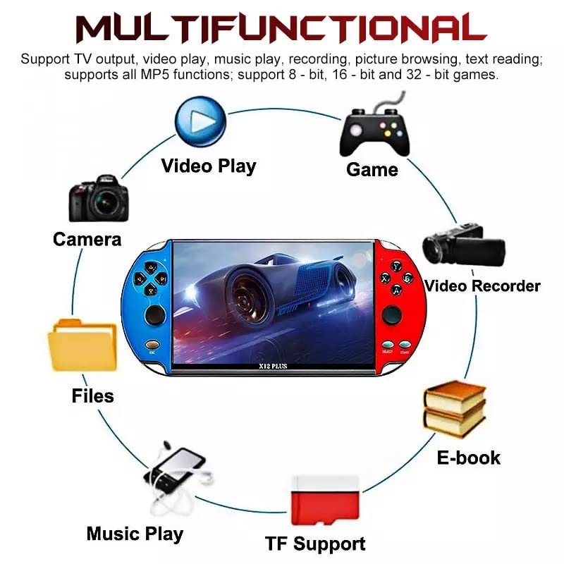 TCDSTAR Original factory 16GB Retro Handheld Games Player x 12 plus 10000games Portab 7 Inch e-book MP5 Video Game Consoles Birthday Gift for Adults non children's toys