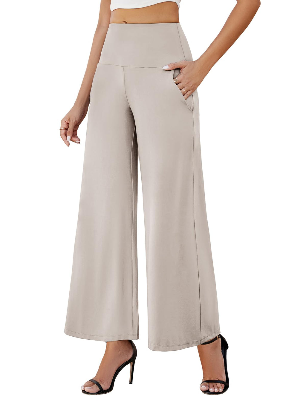 Arolina Palazzo Pants for Women Dressy Casual Wide Leg Pants for Women Stretchy Flowy High Waist Lounge Pants Trousers