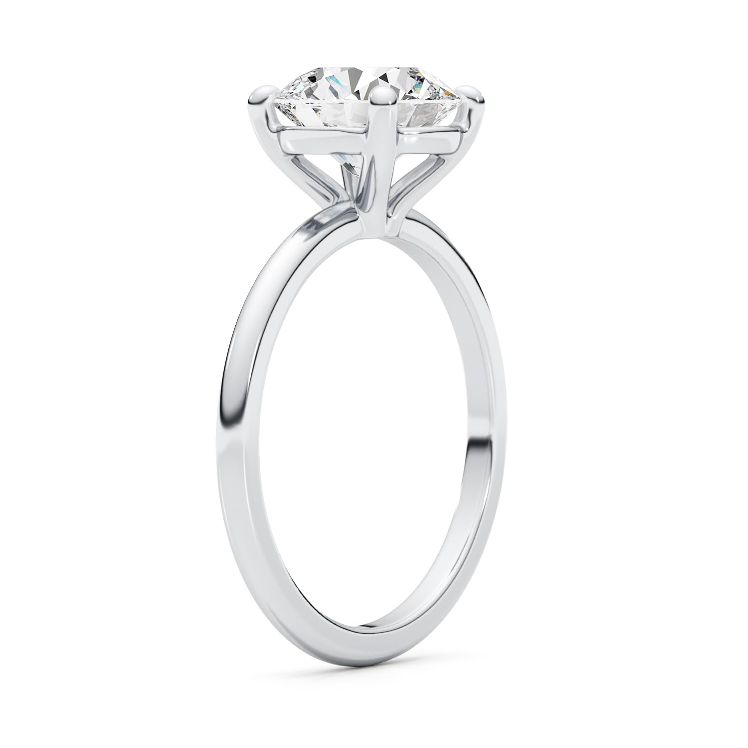 GLAM AND GEMS IGI Certified 3 Carat Lab Grown Diamond Solitaire Engagement Ring for Women - 14k White Gold Promise Ring for Her - Round Cut 4-Prong Setting (E, VS1, 3.00 cttw) Anniversary Ring Size 6
