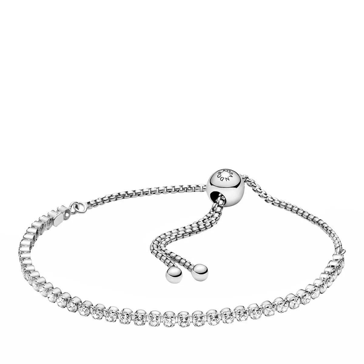 PANDORA Sparkling Slider Tennis Bracelet - Features Slider Clasp - Silver Bracelet for Women - Gift for Her - Sterling Silver with Cubic Zirconia - 9.1", No Gift Box