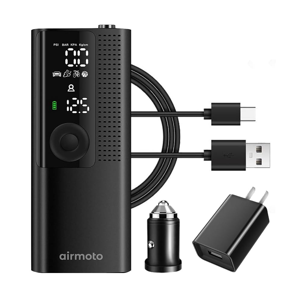 Airmoto and Power Kit Bundle Deal - 1 bundle - Tire Inflator Portable Air Compressor with Power Kit for Charging on The Road - Cordless Air Pump for Car Tires, Motorcycle, Bicycle, Balls