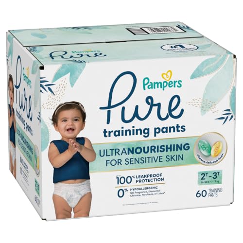 Pampers Pure Protection Training Underwear, Unisex, Size 2T3T, 60 Count, Premium, Hypoallergenic, Soft, Absorbent
