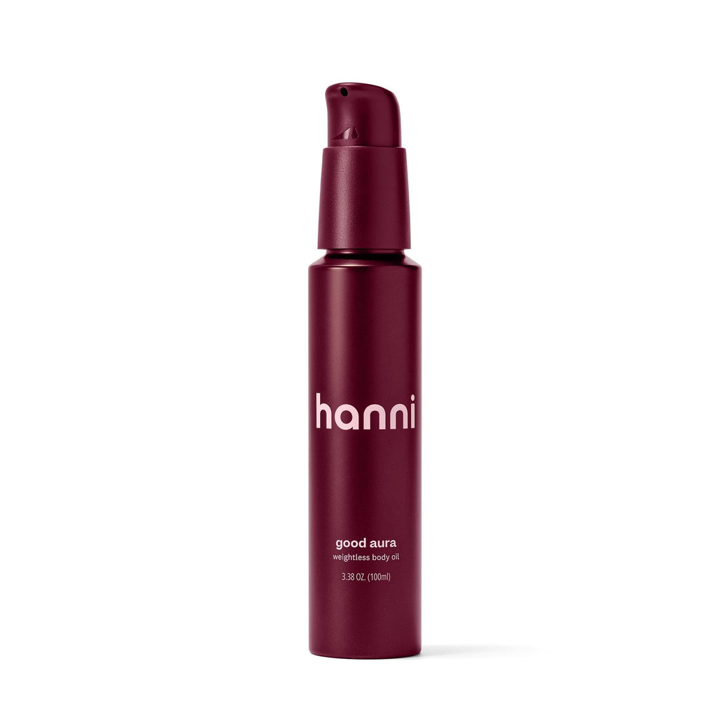 HANNI Good Aura Dry Body Oil, Lightweight After-Shower Moisturizer with Jojoba, Coconut, Baobab, and Buriti Oils, Non-Greasy Skincare for Soft Skin, 100 mL / 3.38 oz
