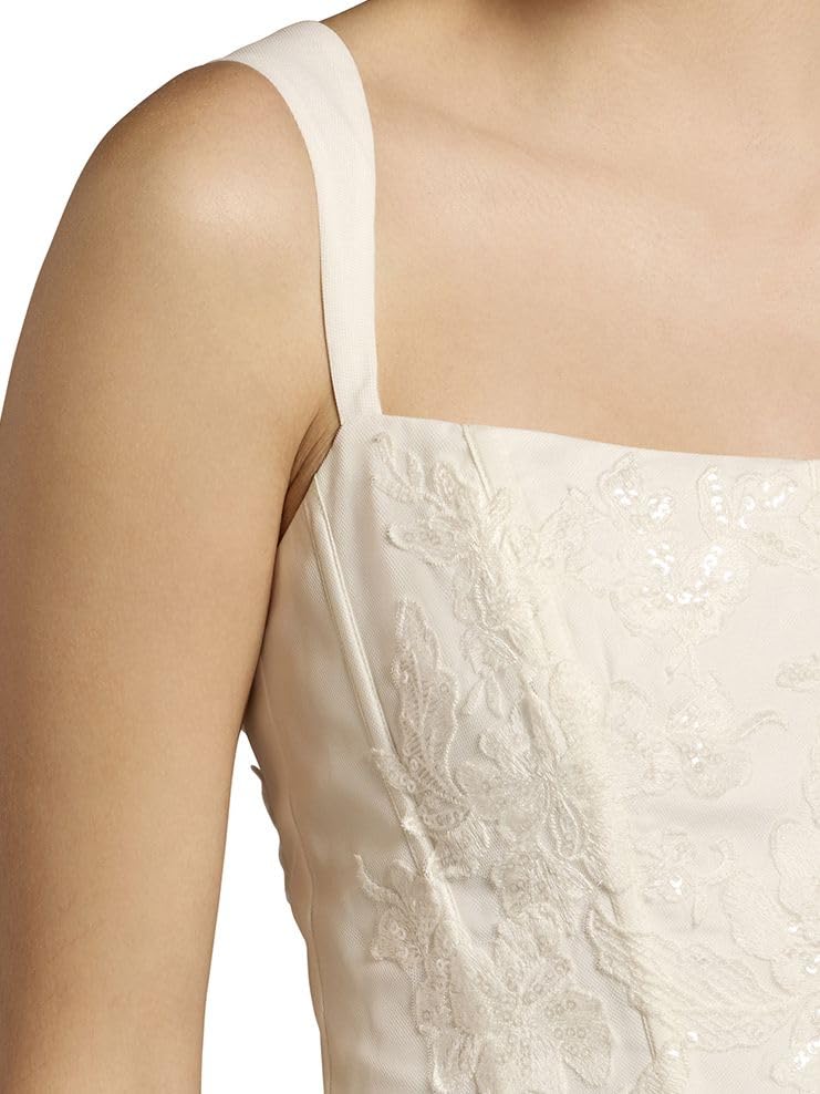 David's Bridal Tulle Lace Applique Corset Mermaid Wedding Dress, Women's Size 8, Ivory