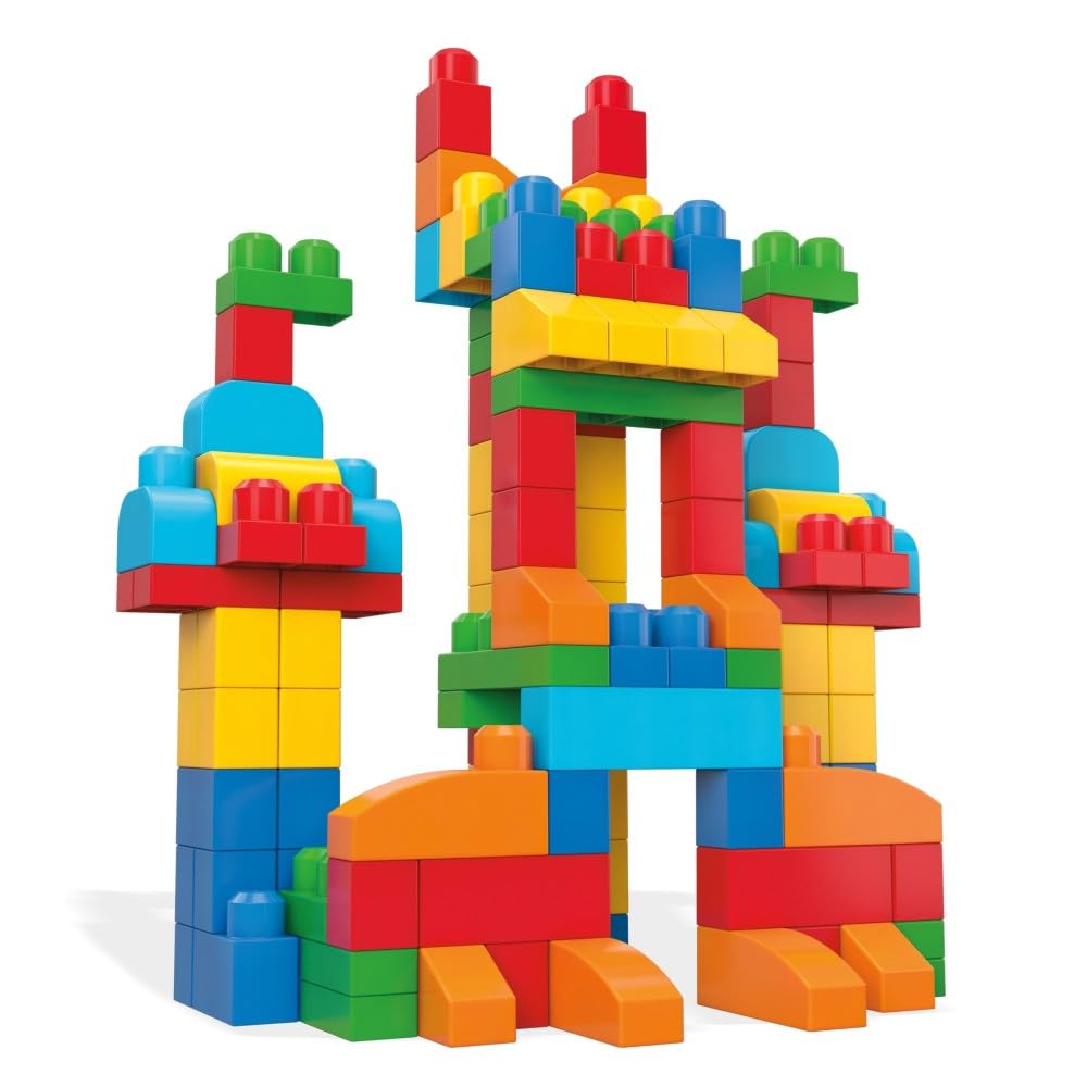 MEGA BLOKS First Builders Toddler Blocks Toys Set, Deluxe Building Bag with 150 Pieces and Storage, Creative Open-Ended Play, Blue, Ages 1+ Years (Amazon Exclusive)