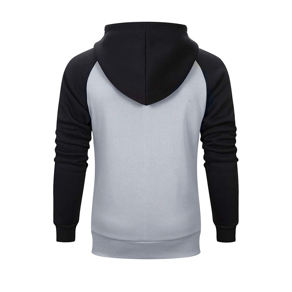 TOLOER Sweatshirts for Men Hoodies Pullover - Contrast Color Casual Hoodie for Men - Sports Outwear Sweatshirts Grey Black Grey Medium