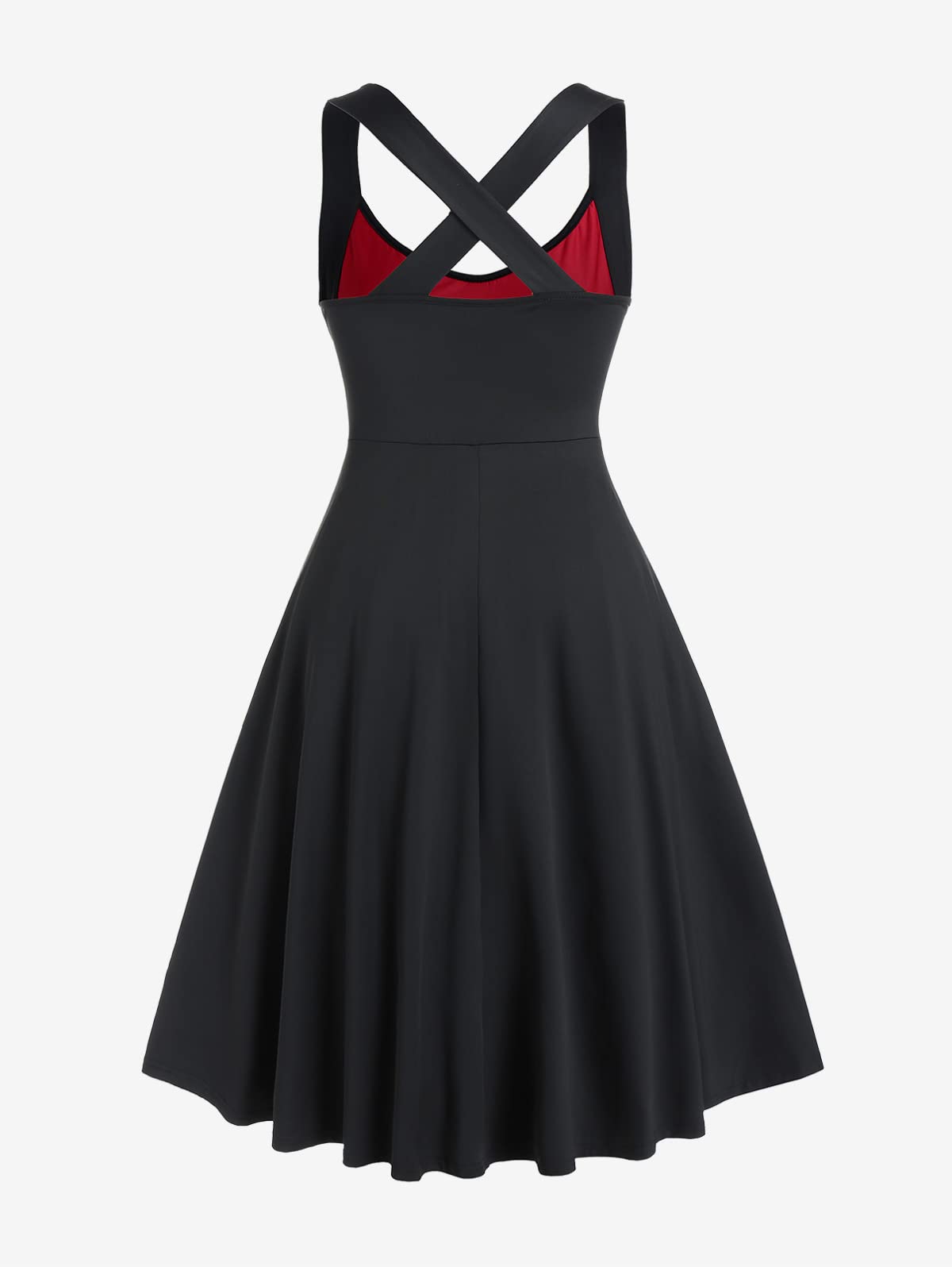 ROSE GAL Womens Plus Size Dresses Sleeveless Wrap V-Neck Gothic Vintage 50S Spaghtti Strap Swing Cocktail Rockabilly Weeding Party Maxi Dress(Black_5/2X)