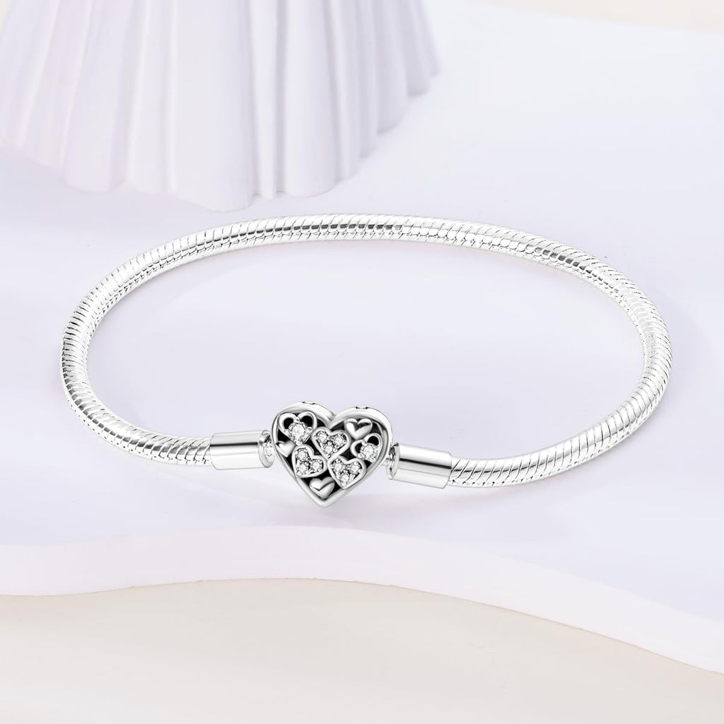 Parmuz 925 Sterling Silver Charm Bracelet for Woman Snake Chain Bracelet Star Moon Butterfly Cute Iconic Moments European Bracelet Jewelry Gift for Woman