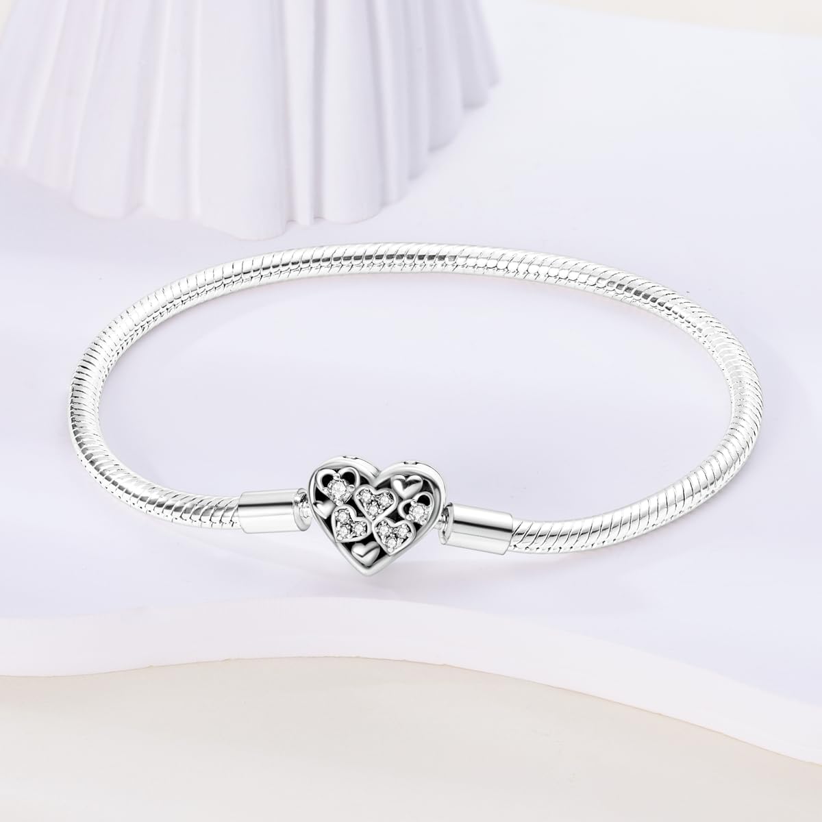 Parmuz 925 Sterling Silver Charm Bracelet for Woman Snake Chain Bracelet Star Moon Butterfly Cute Iconic Moments European Bracelet Jewelry Gift for Woman