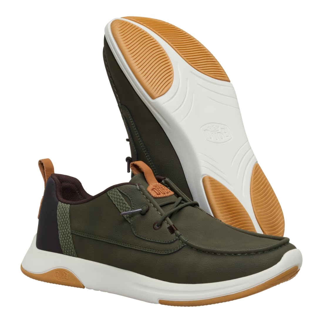 HEYDUDE Men’s Wally Drift Classic | Deep Green/Silver Birch Size 11 | Slip On Shoes for Men | Lightweight Loafers | Easy On System | Cushioned Insole