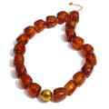 Mchic Amber Beaded Strand Necklace for Women: Adjustable Boho Chunky Acrylic Square Bead Choker Handmade Summer Beach Jewelry Stainless Steel Necklace Unique Gift for Her