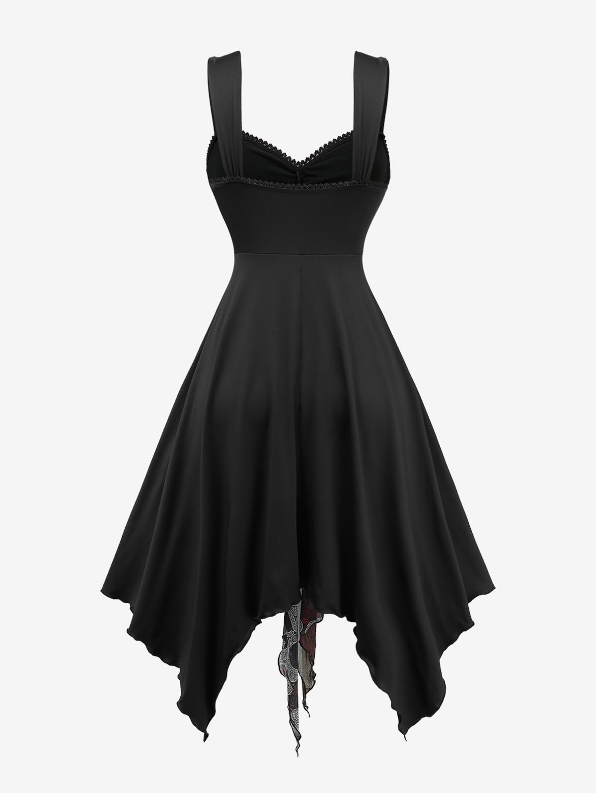 ROSE GAL Women Plus Size Retro Gothic Dress Paisley Skull Print High Waisted Layered Handkerchief Midi Tank Dress(Black/2X)