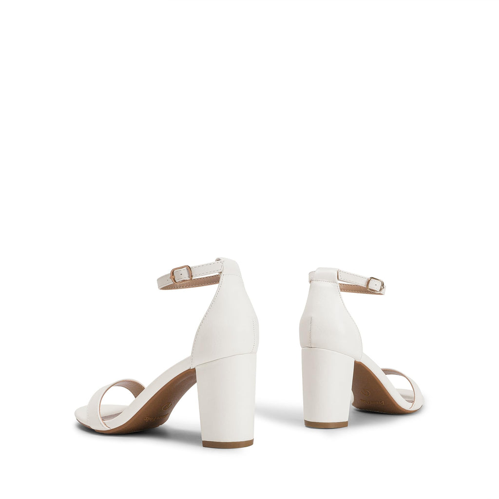 DREAM PAIRS Women's Chunk Low Heel Pump Sandals,Size 8,White/Pu,CHUNK