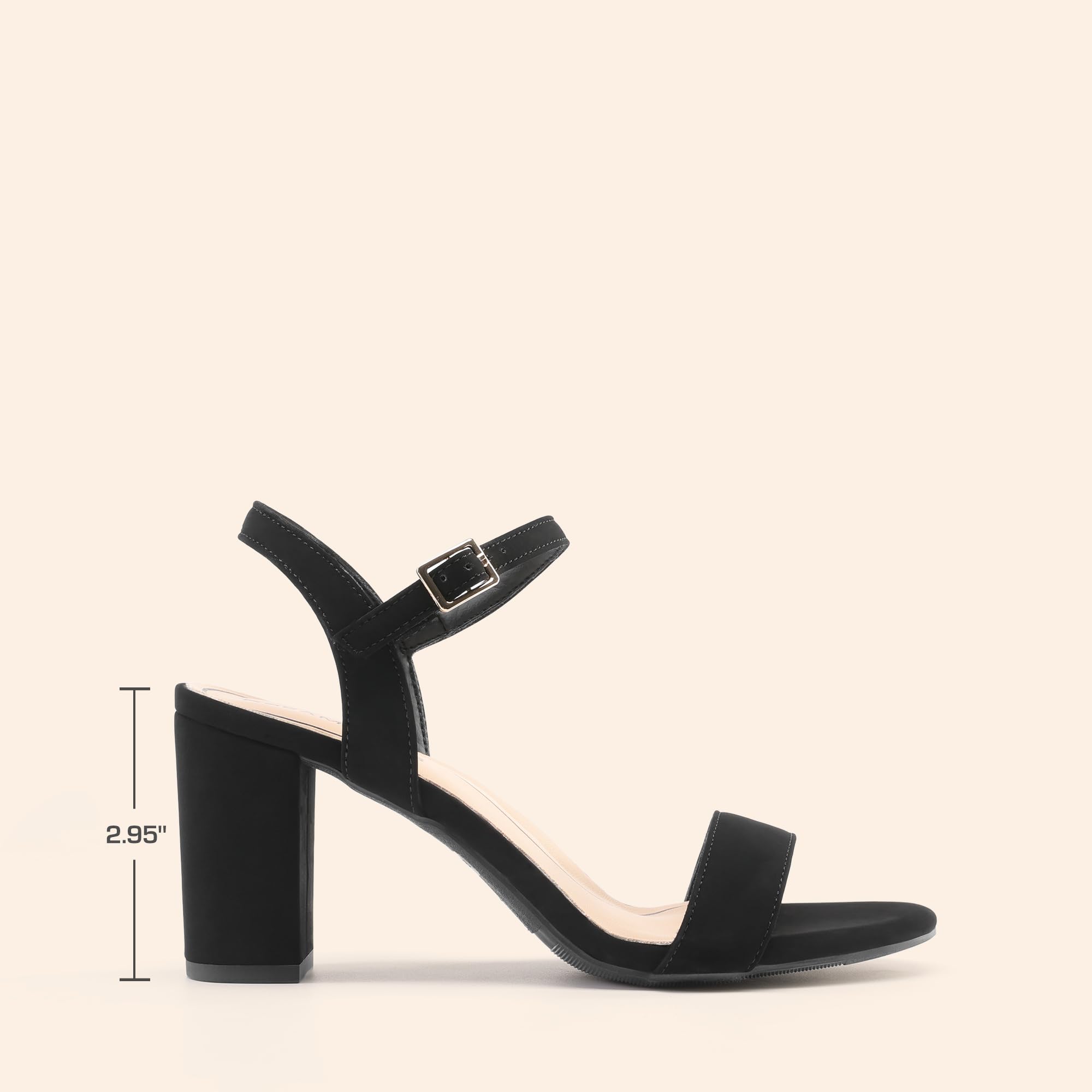 DREAM PAIRS Women's Chunky Heels Block Round Open Toe Ankle Strap Heel Fashion Wedding Party Comfort Dress Sandals Shoes,Size 7.5,Black-Nubuck,DWUMHS2528