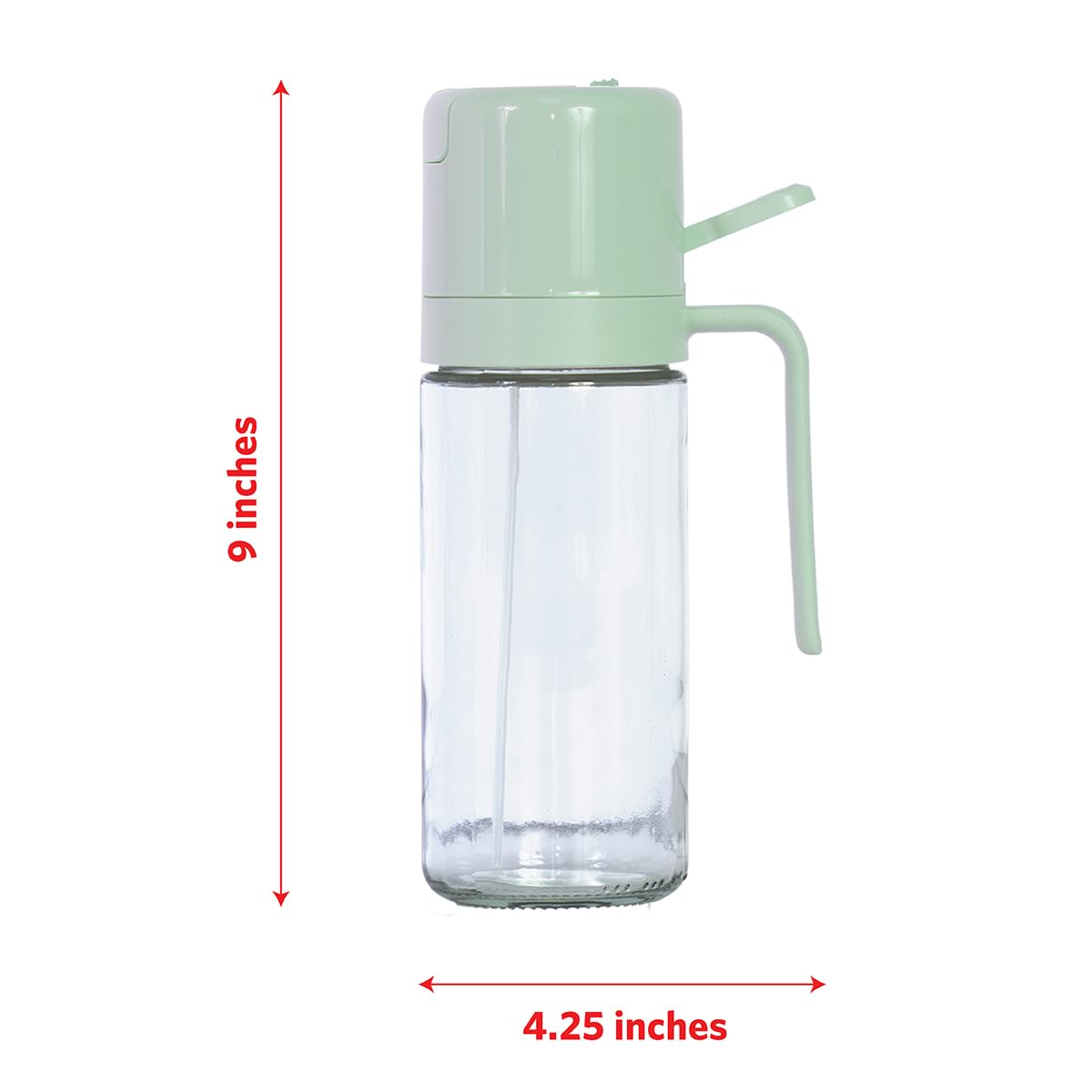 Glad 2 in 1 Oil Dispenser, 18.6oz/550ml - Olive Oil Sprayer for Cooking, Pouring Salad Dressing, and Grilling - Kitchen Gadget with Refillable Glass Bottle, Handle, and Mist or Pour Options - Green