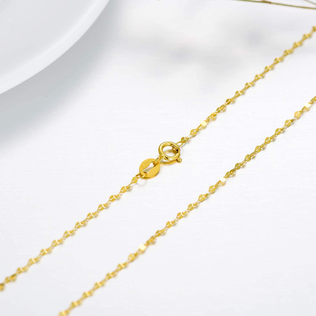 SISGEM 10K Solid Gold Mirror Chain Necklace, 1.8MM Real Yellow Gold Italian Mirror Link Chain Necklace Jewelry Gift for Women 22" (22 Inches)