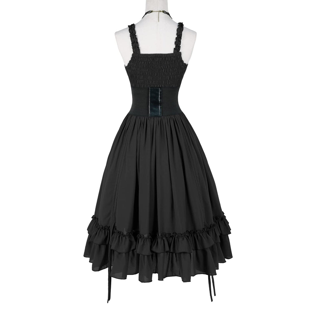 yiranyijiu Women's Steampunk Dress Renaissance Victorian Costume Women Gothic High Low Dresses(LYQ0015BKS,L)