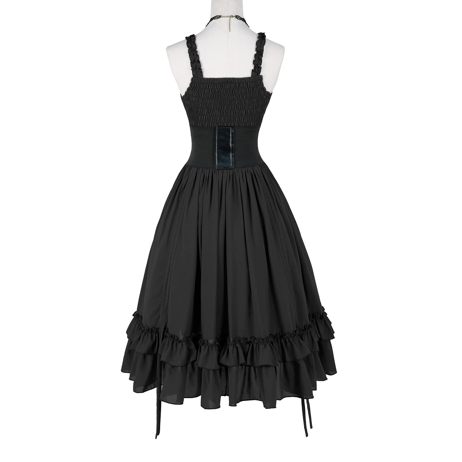 yiranyijiu Women's Steampunk Dress Renaissance Victorian Costume Women Gothic High Low Dresses(LYQ0015BKS,L)