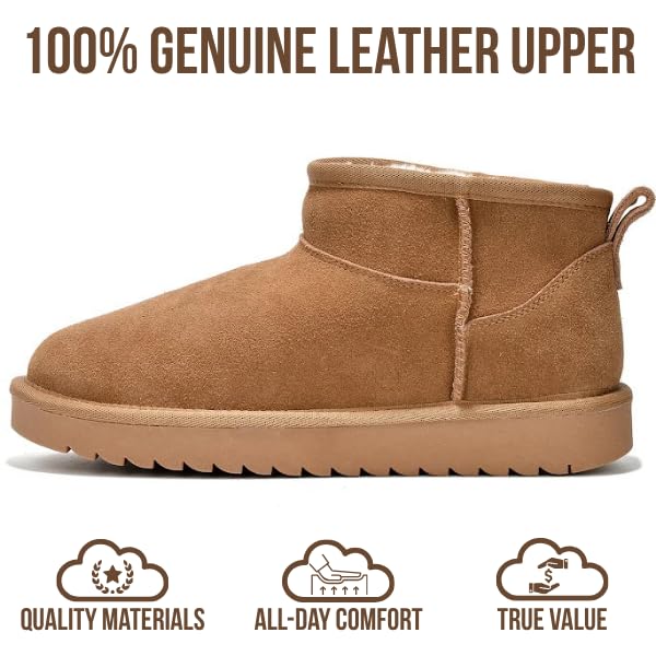 Project Cloud 100% Genuine Leather Ankle Boots for Women - Water Resistant with Memory Foam Insole Winter Boots for Women - Trending Shoes & Comfortable Women's Ankle Boots (Hippy, Chestnut, 8)