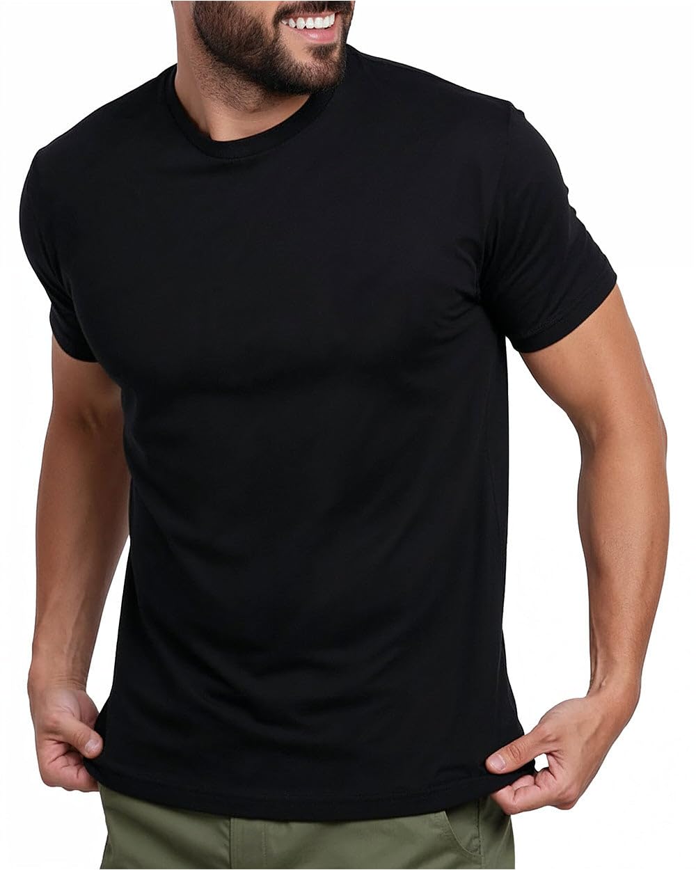 INTO THE AM Men's Plain Basic Tees - Fitted Essential Crewneck Blank T-Shirts Casual Gym Classic Short Sleeve True Fit Fashion Tshirts for Guys (Black, X-Large)
