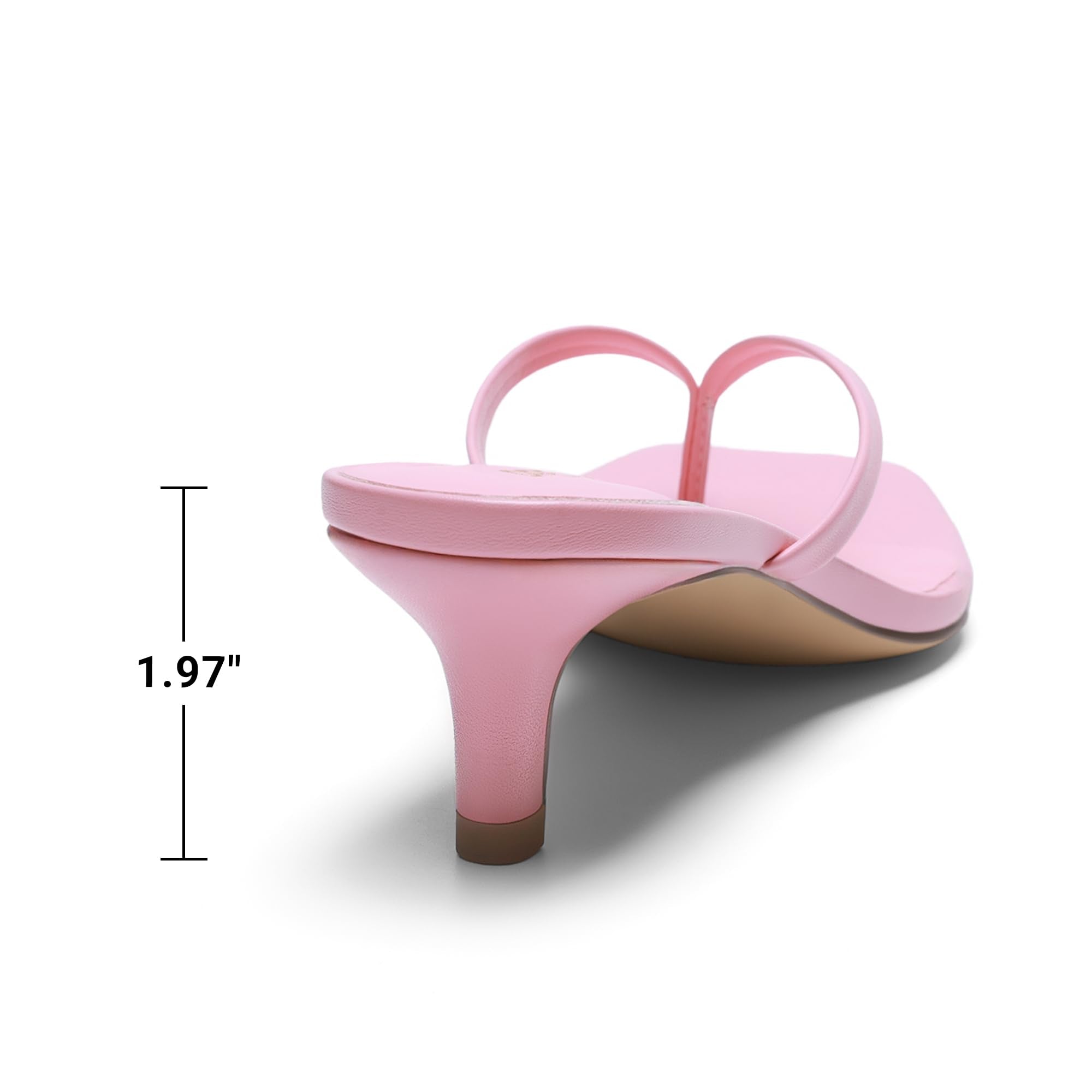 DREAM PAIRS Kitten Heels for Women Flip Flop Low Heels Square Open Toe Sandals Thong 1.96 Inch Heeled Sandals for Summer Vocation,Size 8,Pink,SDHS25001W