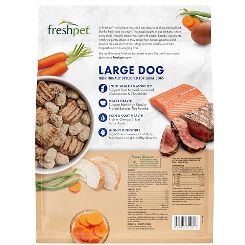 Freshpet Fresh Dog Food, Large Dog Multi-Protein: Chicken, Beef, Egg & Salmon Recipe, 5 lb.