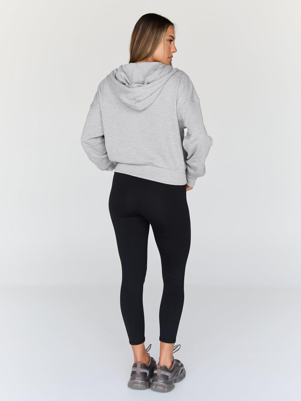 Trendy Queen Hoodies for Women Full Zip Up Cropped Sweatshirts Jackets Casual Comfy Gym Tops Fall Outfits Winter Clothes 2026 Cute Y2k Fleece Sweaters Teen Girls Pullover Grey M