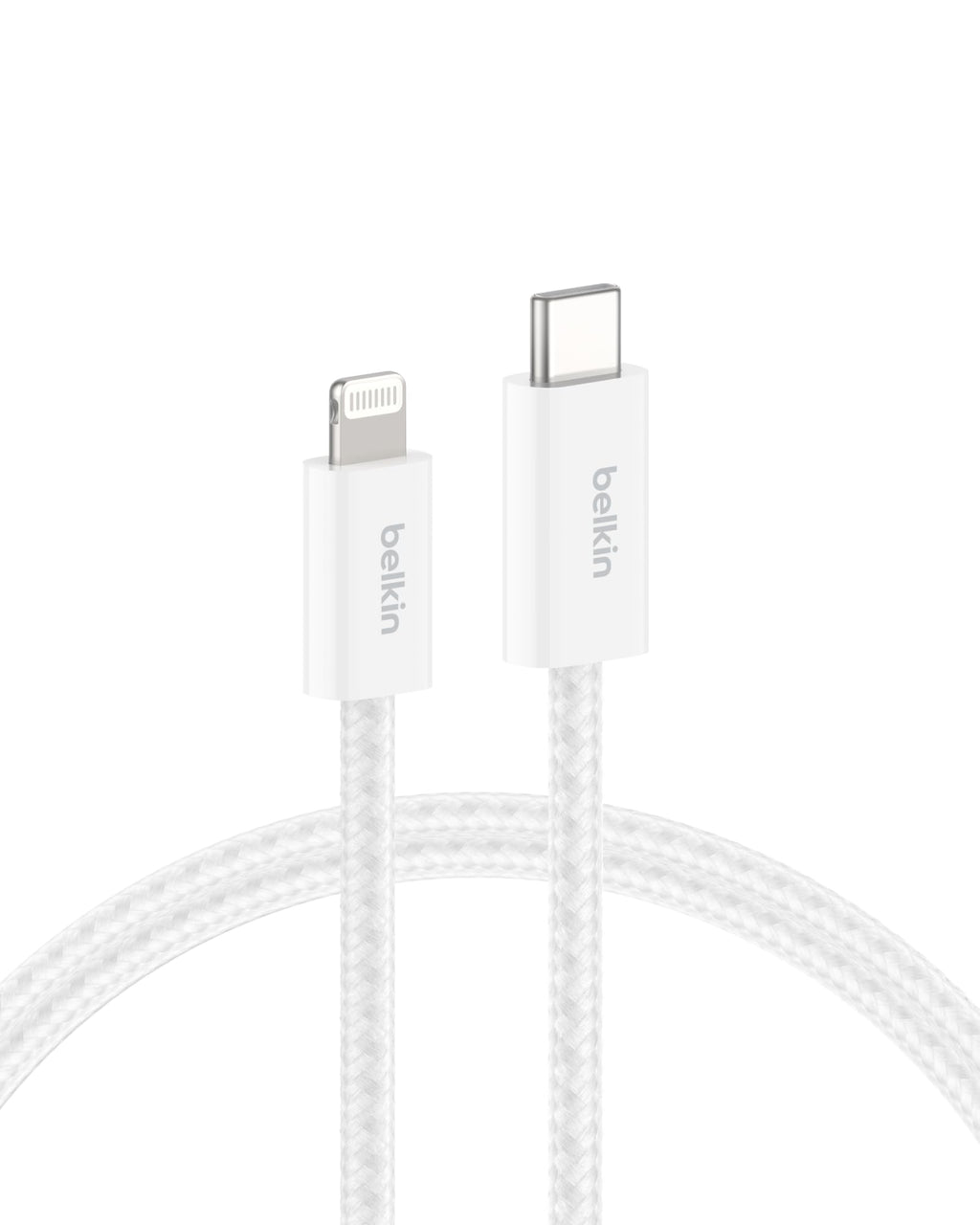 Belkin USB C Cable w/Lightning Connector, 6.6ft - Soft, Flexible Fast-Charging Cable, Lightning Charger Cord for iPhone 14 & Earlier Series, iPad 9th Gen, Airpods & More - White