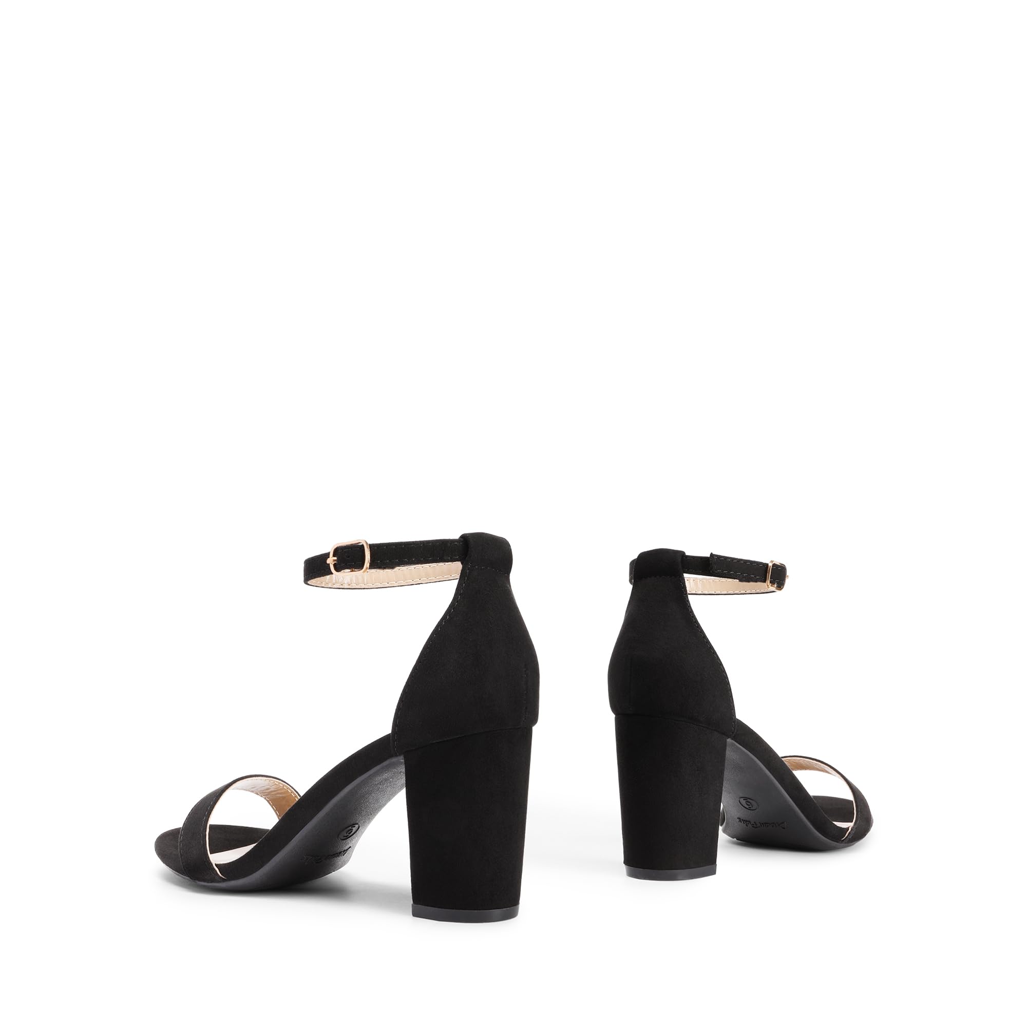 DREAM PAIRS Women's Chunk Low Heel Pump Sandals,Size 6.5,Black/Suede,CHUNK
